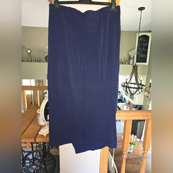 OGL Blue Asymmetrical Midi Pencil Skirt - Picture 2 of 3